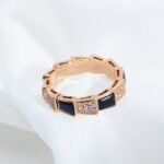 [Eternal Jewelry]SERPENTI RING PINK GOLD BLACK MOP DIAMOND PAVED 4MM - Image 6
