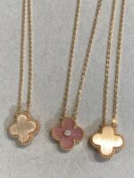 [Eternal Jewelry]CLOVER 15MM DIAMOND RHODONITE NECKLACE - Image 5