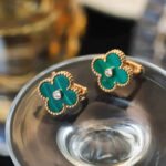 [Eternal Jewelry]CLOVER MEDIUM 1 MOTIFS MALACHITE DIAMOND EARRINGS - Image 6