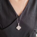 [Eternal Jewelry]CLOVER 25MM LARGE PEDANT DIAMOND PAVED LONG NECKLACE - Image 2