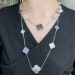 [Eternal Jewelry]CLOVER 16 MOTIF CHALCEDONY MOP SILVER NECKLACE - Image 2