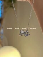 [Eternal Jewelry]PERLEE DOUBLE PENDANT SILVER DIAMOND NECKLACE - Image 5