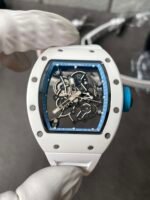 RM055 White Ceramic Full Light Blue Inner Ring Blue Head