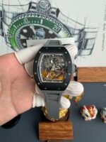 RM055 Bubba Watson Black Case, Grey Fluororubber Strap Replica
