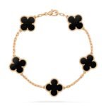 [Eternal Jewelry]CLOVER  5 MOTIFS BLACK ONYX BRACELET - Image 2