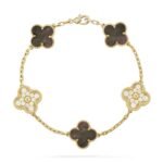 [Eternal Jewelry]CLOVER 5 MOTIF GRAY MOP DIAMOND BRACELET