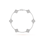 [Eternal Jewelry]CLOVER 6 MOTIF SILVER DIAMOND BRACELET
