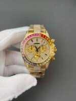 CBD Factory Rainbow Daytona Full Pavé Diamond Watch
