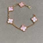 [Eternal Jewelry]CLOVER 5 MOTIFS Pink  AGATE  BRACELET