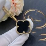 [Eternal Jewelry]CLOVER 25MM GOLD ONYX BIG CLOVER NECKLACE - Image 6