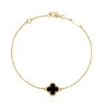 [Eternal Jewelry]CLOVER ONYX SINGLE FLOWER BRACELET