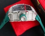 RM35‑02 RAFA Steel Case with Lab‑Grown Diamonds, Green Fluororubber Strap Skeleton Watch - Image 4