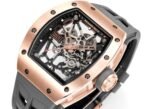 RM035 Americas Rose‑Gold Case Grey Fluororubber Strap Skeleton Watch - Image 3