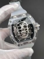 RM052 Transparent Sapphire Skull Skeleton Watch, Translucent Fluororubber Strap - Image 4