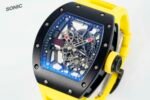 RM035 Americas Black‑Ceramic Case Yellow Fluororubber Strap Skeleton Watch - Image 3