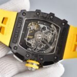 RM011‑03 Forged Carbon Chronograph Skeleton Watch, Yellow Fluororubber Strap - Image 6