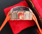 RM35‑02 RAFA Rose‑Gold Tone Case with Lab‑Grown Diamonds, Orange Fluororubber Strap Skeleton Watch - Image 4