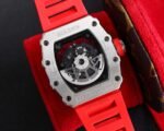 RM35‑02 RAFA Steel Case with Lab‑Grown Diamonds, Red Fluororubber Strap Skeleton Watch - Image 6