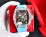 RM35‑02 RAFA Sapphire Crystal Clear Case Light‑Blue Fluororubber Strap Skeleton Watch