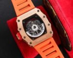 RM35‑02 RAFA Rose‑Gold Tone Case with Lab‑Grown Diamonds, Orange Fluororubber Strap Skeleton Watch - Image 6