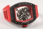 RM055 Black Forged Carbon‑TPT Case, Red Chapter Ring, Red Nylon‑Woven Strap - Image 7