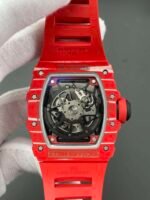 RM35‑02 RAFA Red Forged Carbon Case Red Fluororubber Strap Skeleton Watch - Image 4