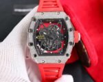 RM35‑02 RAFA Steel Case with Lab‑Grown Diamonds, Red Fluororubber Strap Skeleton Watch