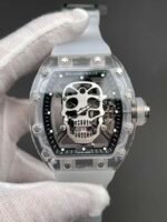 RM052 Transparent Sapphire Skull Skeleton Watch, Translucent Fluororubber Strap