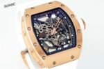 RM035 Americas Yellow‑Gold Case White Fluororubber Strap Skeleton Watch - Image 3