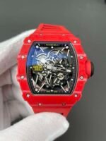 RM35‑02 RAFA Red Forged Carbon Case Red Fluororubber Strap Skeleton Watch - Image 2