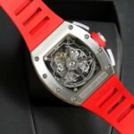 RM011‑02 Stainless Steel Chronograph Skeleton Watch, Red Fluororubber Strap - Image 2