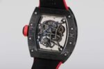 RM055 Black Forged Carbon‑TPT Case, Red Chapter Ring, Red Nylon‑Woven Strap - Image 8