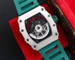 RM35‑02 RAFA Steel Case with Lab‑Grown Diamonds, Green Fluororubber Strap Skeleton Watch - Image 6