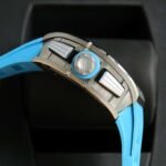 RM011‑02 Stainless Steel Blue Dial Chronograph Skeleton Watch, Blue Fluororubber Strap - Image 5