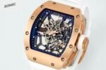RM035 Americas Yellow‑Gold Case White Fluororubber Strap Skeleton Watch - Image 4