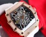 RM35‑01 RAFA Rose‑Gold Tone Case with Lab‑Grown Diamonds, White Fluororubber Strap Skeleton Watch - Image 3