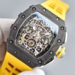 RM011‑03 Forged Carbon Chronograph Skeleton Watch, Yellow Fluororubber Strap - Image 4