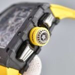 RM011‑03 Forged Carbon Chronograph Skeleton Watch, Yellow Fluororubber Strap - Image 5
