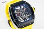 RM035 Americas Black‑Ceramic Case Yellow Fluororubber Strap Skeleton Watch - Image 4