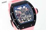 RM035 Americas Black‑Ceramic Case Pink Fluororubber Strap Skeleton Watch - Image 3