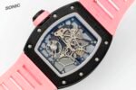 RM035 Americas Black‑Ceramic Case Pink Fluororubber Strap Skeleton Watch - Image 7