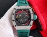 RM35‑02 RAFA Steel Case with Lab‑Grown Diamonds, Green Fluororubber Strap Skeleton Watch