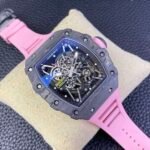 RM35‑02 RAFA Forged Carbon Case Pink Fluororubber Strap Skeleton Watch - Image 4