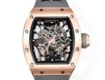RM035 Americas Rose‑Gold Case Grey Fluororubber Strap Skeleton Watch