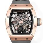 RM035 Americas Rose‑Gold Case Grey Fluororubber Strap Skeleton Watch