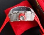 RM35‑02 RAFA Steel Case with Lab‑Grown Diamonds, Red Fluororubber Strap Skeleton Watch - Image 4