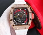 RM35‑01 RAFA Rose‑Gold Tone Case with Lab‑Grown Diamonds, White Fluororubber Strap Skeleton Watch