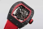 RM055 Black Forged Carbon‑TPT Case, Red Chapter Ring, Red Nylon‑Woven Strap - Image 6