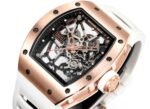 RM035 Americas Rose‑Gold Case White Fluororubber Strap Skeleton Watch
