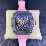 RM35‑02 RAFA Forged Carbon Case Pink Fluororubber Strap Skeleton Watch
